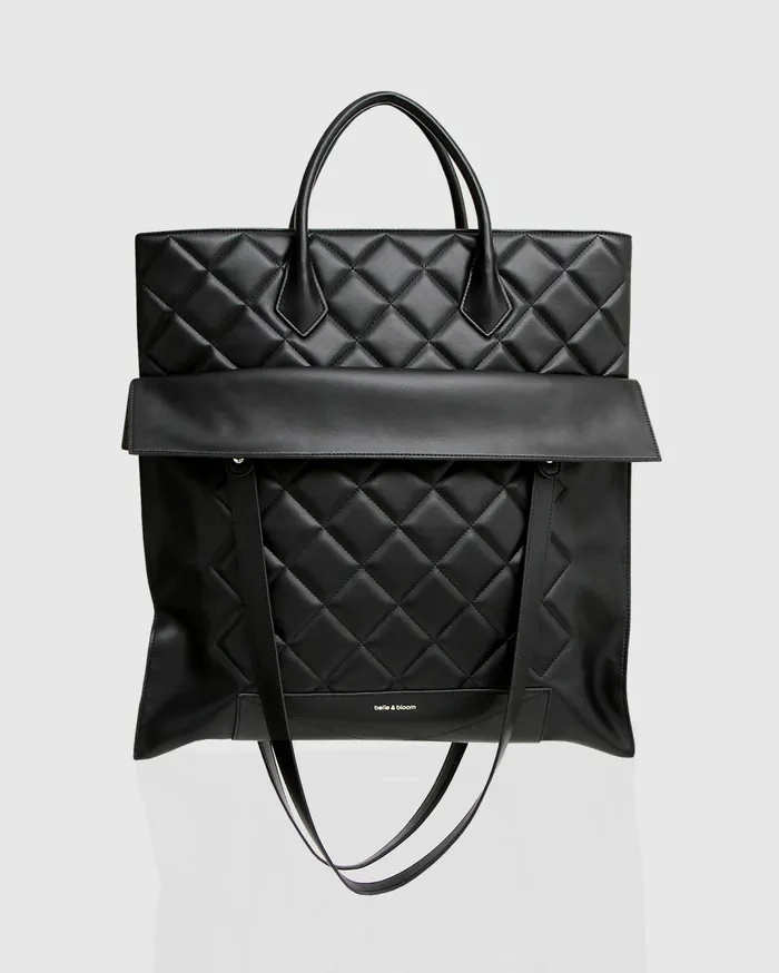 Women Handbags Belle and Bloom Lost Lovers Quilted Leather Tote 8211 Black
