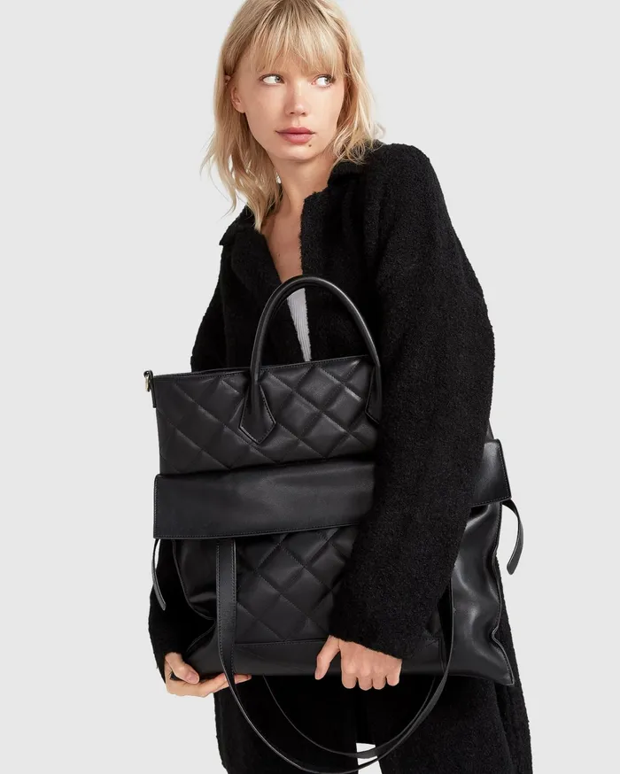 Women Handbags Belle and Bloom Lost Lovers Quilted Leather Tote 8211 Black