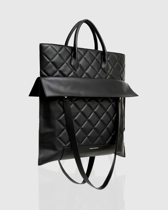 Women Handbags Belle and Bloom Lost Lovers Quilted Leather Tote 8211 Black