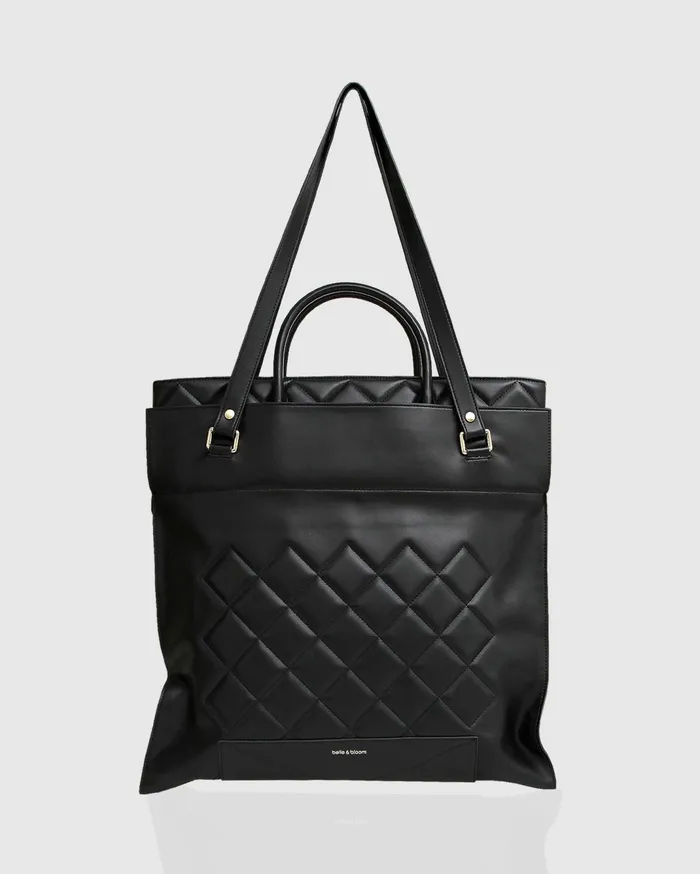 Women Handbags Belle and Bloom Lost Lovers Quilted Leather Tote 8211 Black