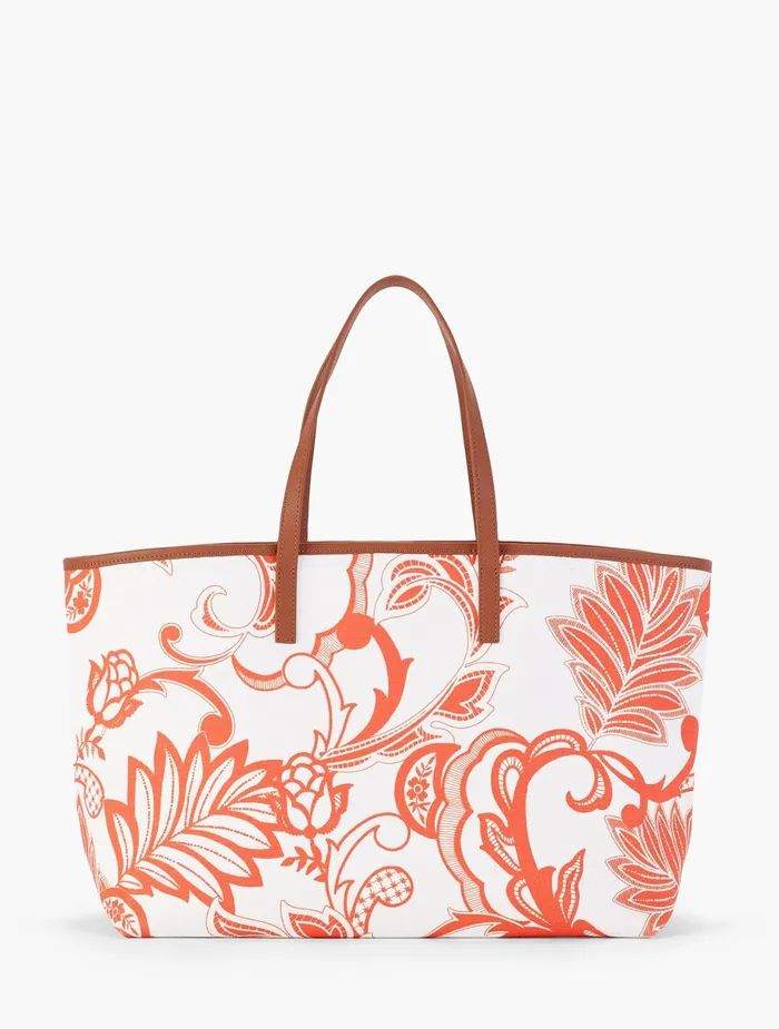 Women Handbags Talbots Cotton Novelty Tote Whitebiscayne Blue