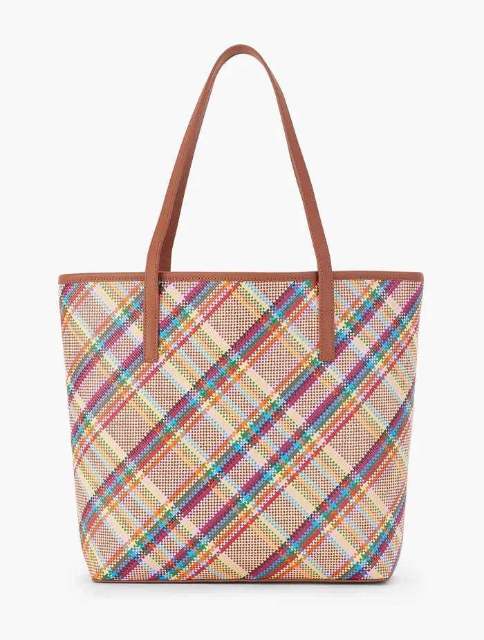 Women Handbags Talbots Plaid Novelty Tote Plaid Raffia Multi