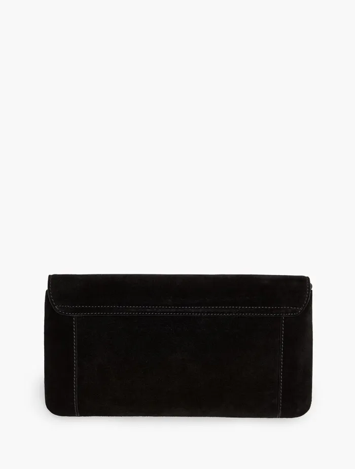 Women Handbags Talbots Suede Gemstone Clutch Black