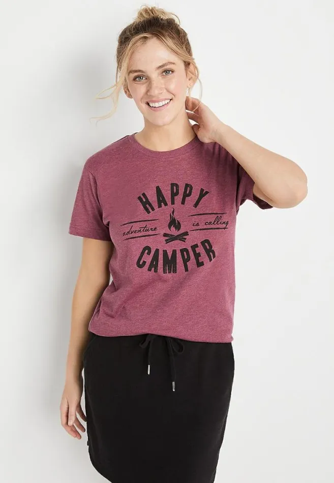 Women Happy Camper Oversized Graphic Tee Maurices Tops