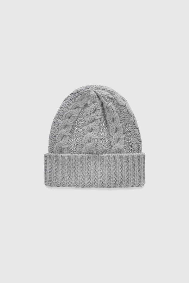 Women Hats And Headbands Ermanno Scervino Gray Hat With Braids AndLuxury Hat With Braids And Crystals Total Gray Ermanno Scervino Grey