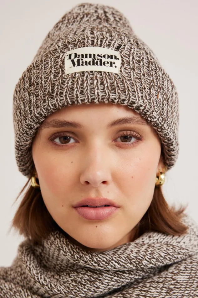 Women Hats Damson Madder Flecked Yarn Beanie 8211 Chocolate