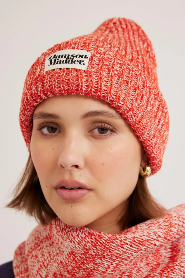 Women Hats Damson Madder Flecked Yarn Beanie 8211 Red