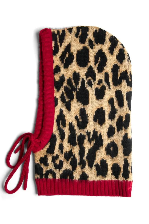 Women Hats Damson Madder Hood In Leopard With Red Tie