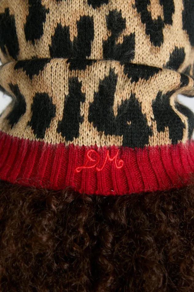 Women Hats Damson Madder Hood In Leopard With Red Tie