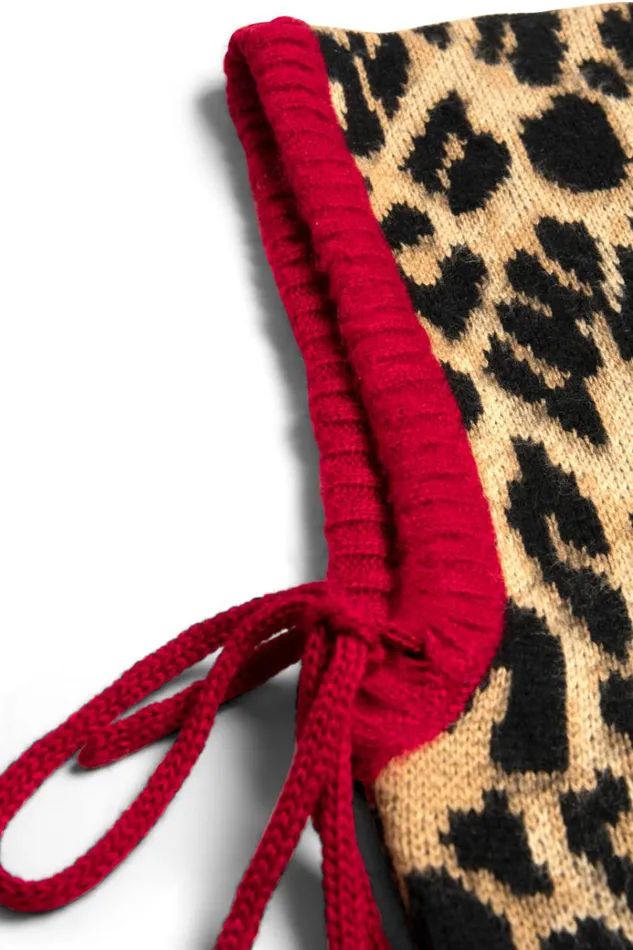 Women Hats Damson Madder Hood In Leopard With Red Tie