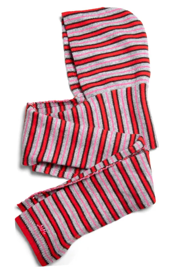 Women Hats Damson Madder Hooded Scarf In Stripe