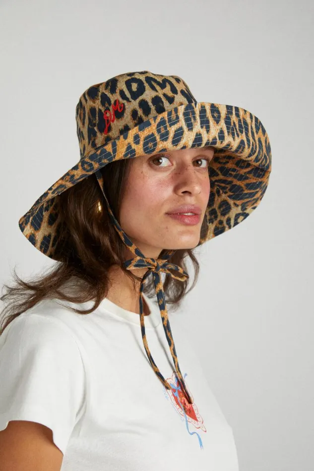 Women Hats Damson Madder Leopard Print Sunhat