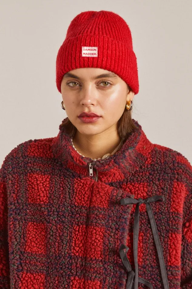 Women Hats Damson Madder Scalloped Edge Beanie 8211 Red