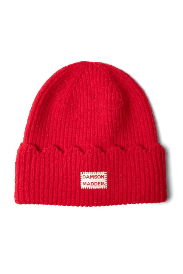 Women Hats Damson Madder Scalloped Edge Beanie 8211 Red