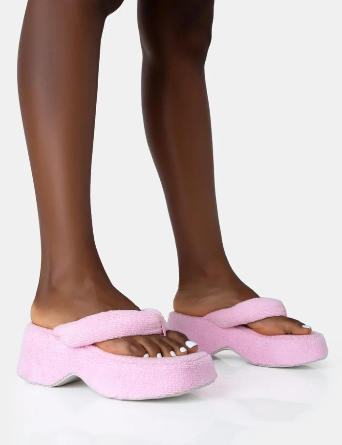 Women Havana Pink Towelling Flip Flop Chunky Platform Sandals Pink Public Desire Holiday Women Havana Pink Towelling Flip Flop Chunky Platform Sandals Pink Public Desire Holiday