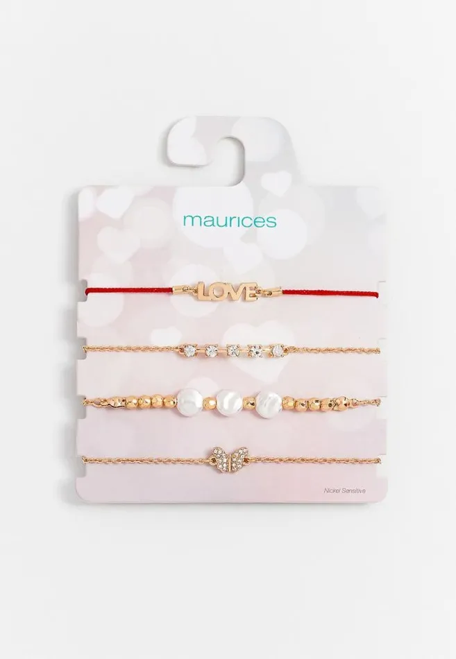 Women Heart Love Pull Knot Bracelet Set Maurices Jewelry