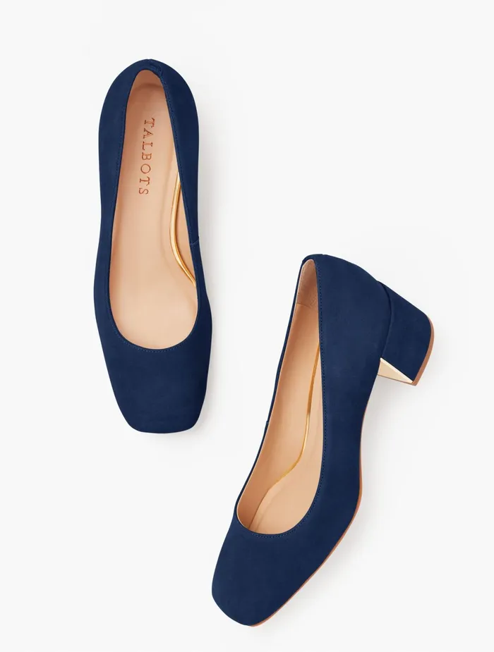 Women Heels Talbots Claire Kid Suede Pumps Indigo Blue