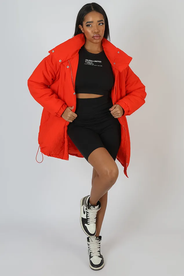 Women High Neck Puffer Jacket Orange Kaiia Orange Public Desire Outerwear and Jackets Women High Neck Puffer Jacket Orange Kaiia Orange Public Desire Outerwear and Jackets