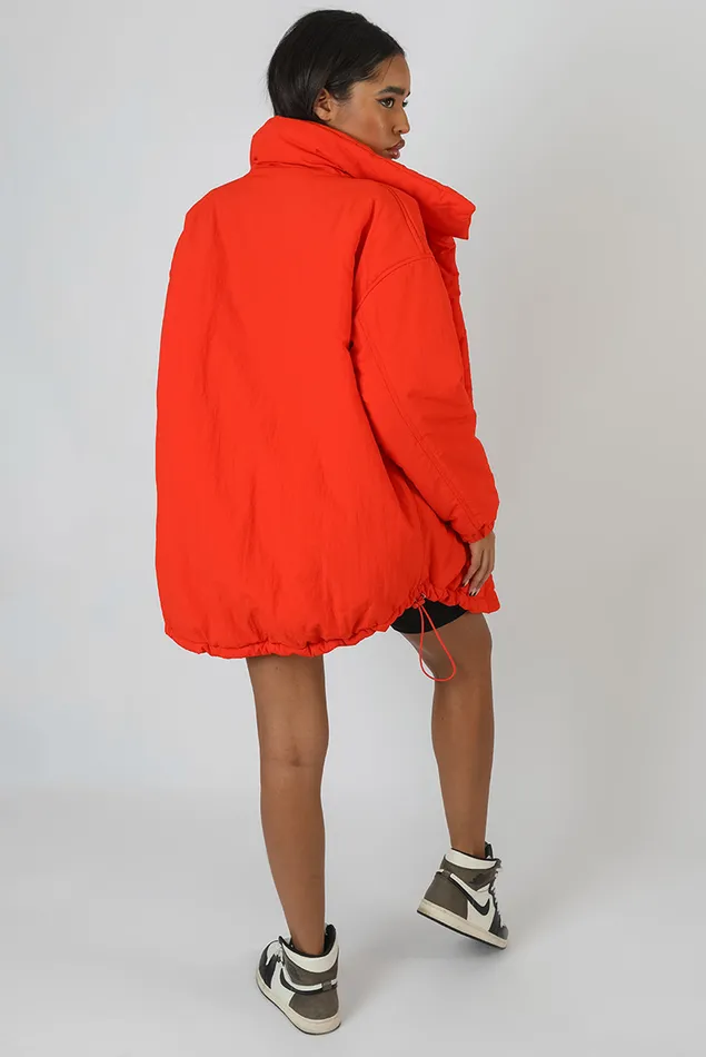 Women High Neck Puffer Jacket Orange Kaiia Orange Public Desire Outerwear and Jackets