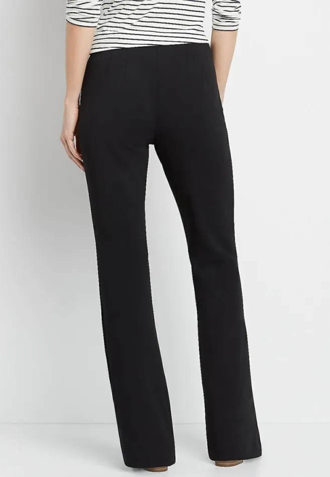 Women High Rise Black Stretch Crepe Flare Pant Maurices Bottoms