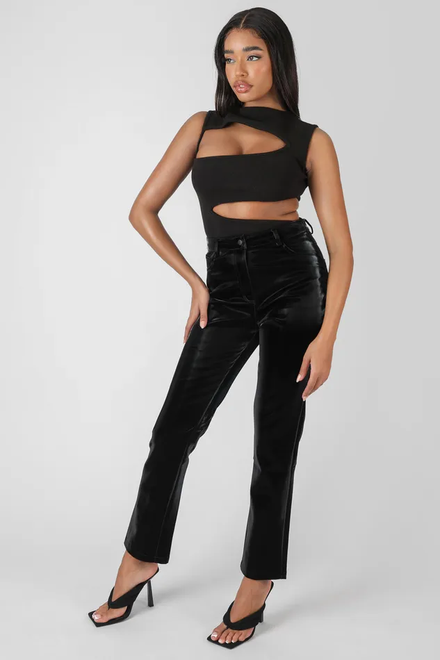 Women High Shine Vinyl Straight Leg Trousers Black Kaiia Black Public Desire Trousers Women High Shine Vinyl Straight Leg Trousers Black Kaiia Black Public Desire Trousers