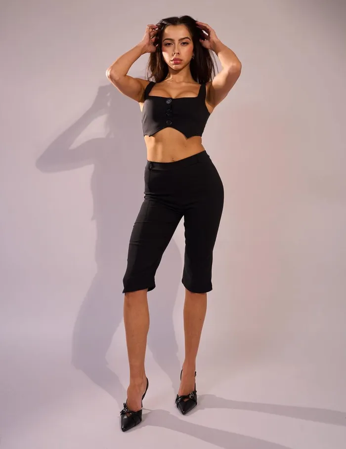 Women High Waisted Capri Pants Black Black Public Desire Two Piece Sets