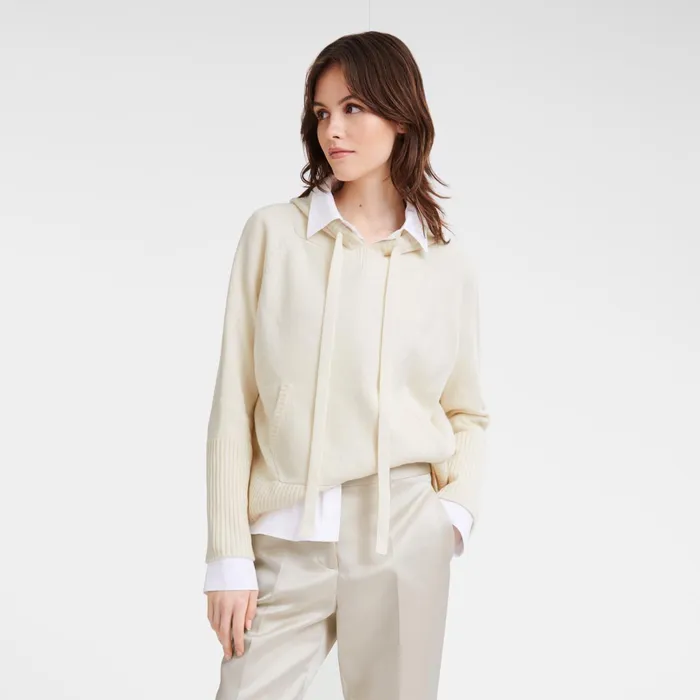 Women Hoodie Jumper Ecru Longchamp Knitwear