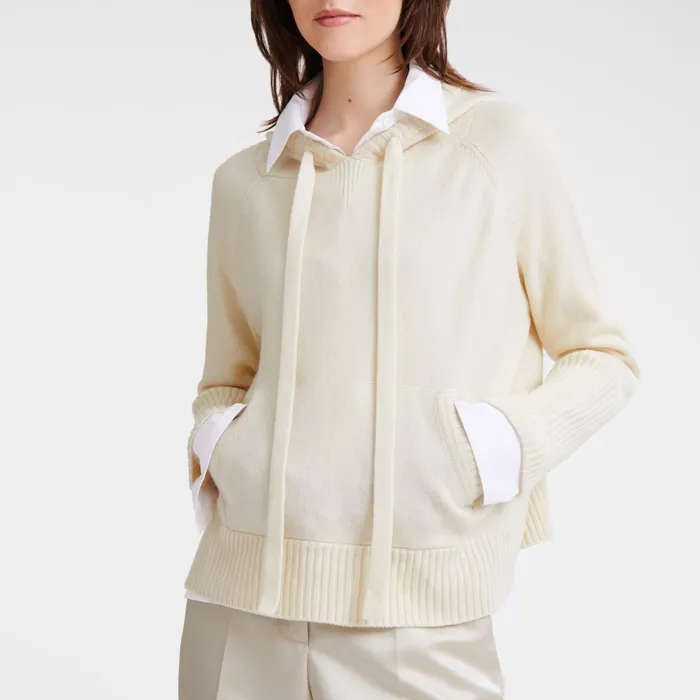 Women Hoodie Jumper Ecru Longchamp Knitwear