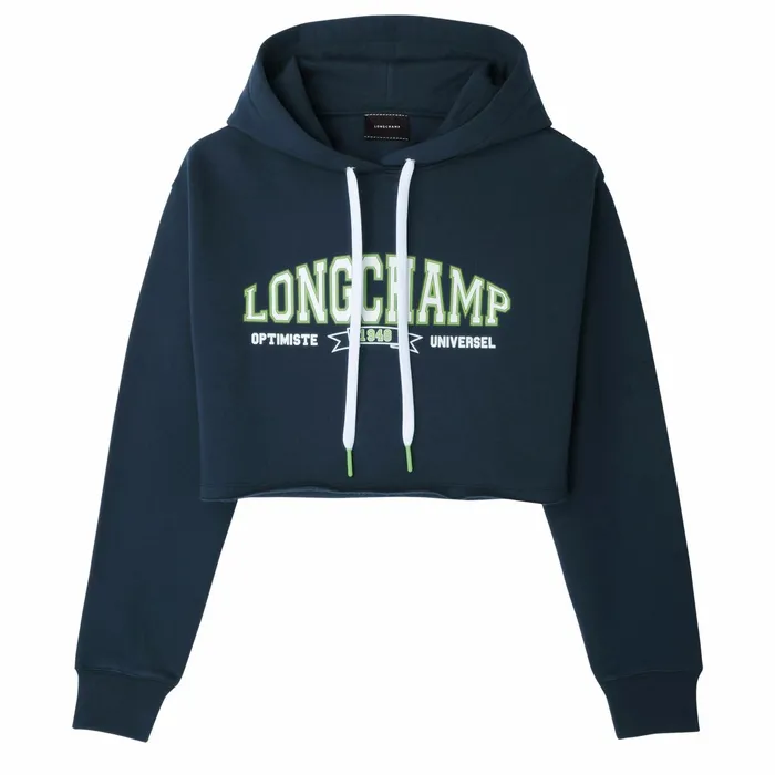 Women Hoodie Navy Longchamp Tops and Blouses