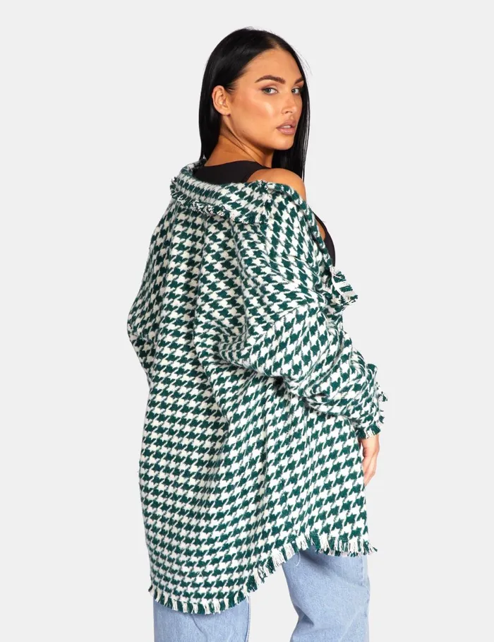Women Houndstooth Shacket Forest Green Kaiia Green Public Desire Outerwear and Jackets Women Houndstooth Shacket Forest Green Kaiia Green Public Desire Outerwear and Jackets