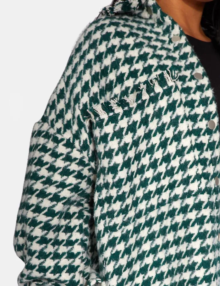 Women Houndstooth Shacket Forest Green Kaiia Green Public Desire Outerwear and Jackets