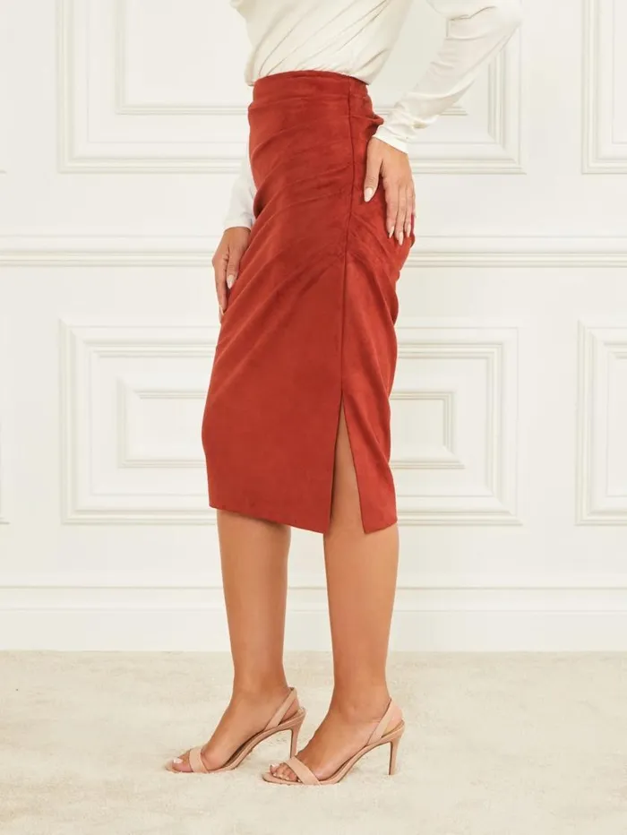 Women Hudson Pencil Skirt Dark Jam Red Marciano Bottoms Women Hudson Pencil Skirt Dark Jam Red Marciano Bottoms
