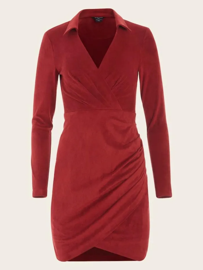 Women Hudson Wrap Dress Dark Jam Red Marciano Dresses Women Hudson Wrap Dress Dark Jam Red Marciano Dresses