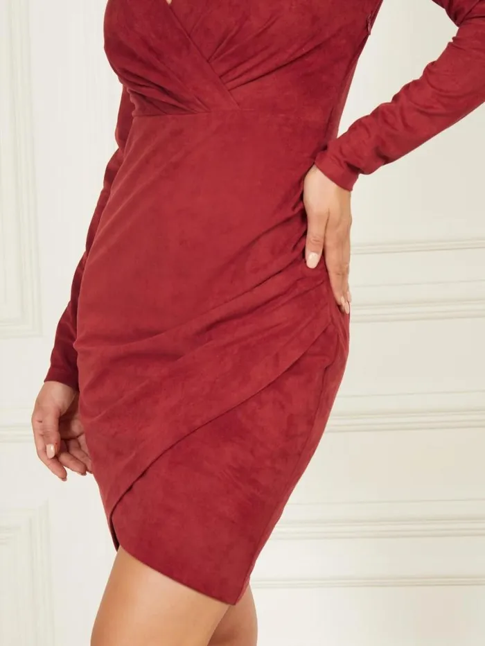 Women Hudson Wrap Dress Dark Jam Red Marciano Dresses Women Hudson Wrap Dress Dark Jam Red Marciano Dresses