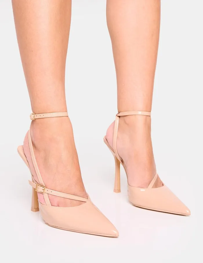 Women Idol Nude Patent Buckle Strappy Detail Stiletto Pointed To Court High Heels Nude Public Desire Stilettos Women Idol Nude Patent Buckle Strappy Detail Stiletto Pointed To Court High Heels Nude Public Desire Stilettos