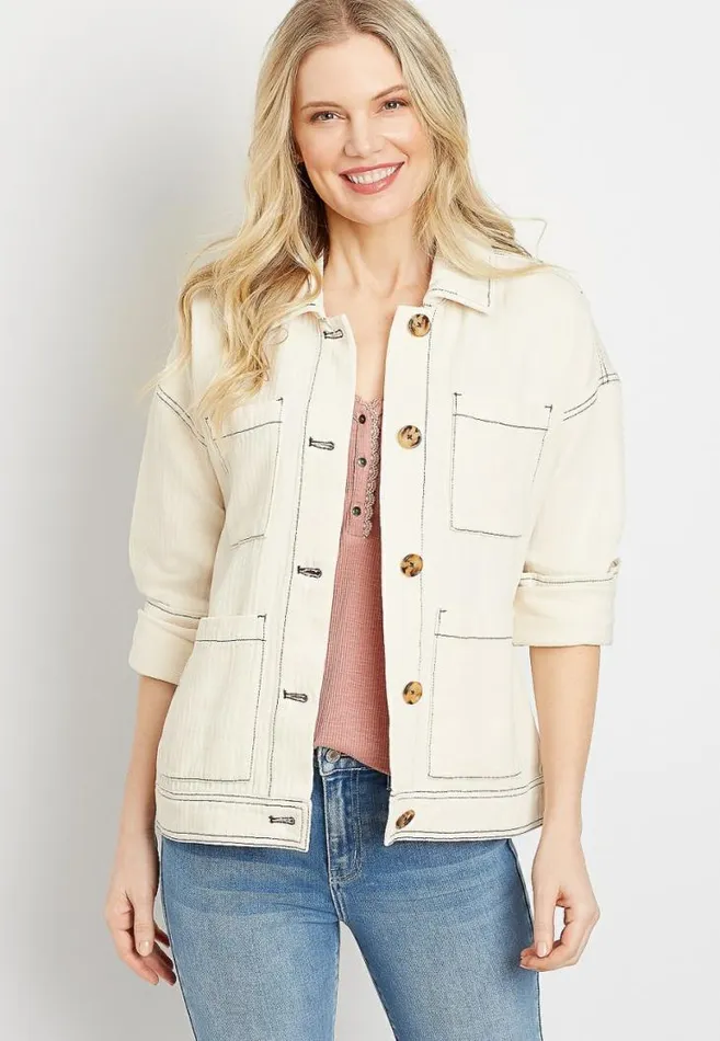 Women Ivory Utility Jacket Maurices Tops
