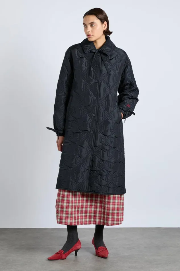 Women Jackets and Coats Damson Madder Aubrey Quilted Coat Black Bows
