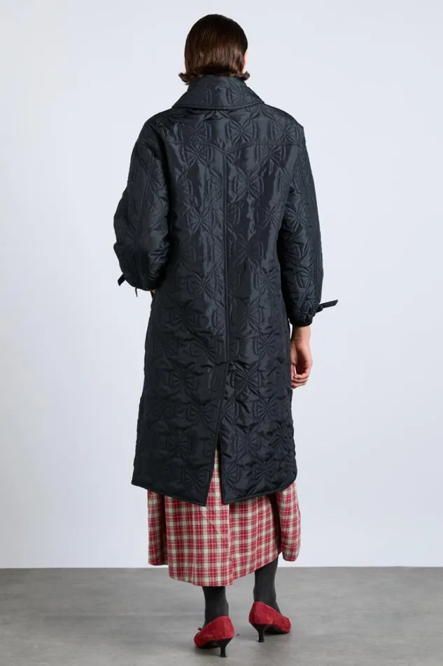 Women Jackets and Coats Damson Madder Aubrey Quilted Coat Black Bows