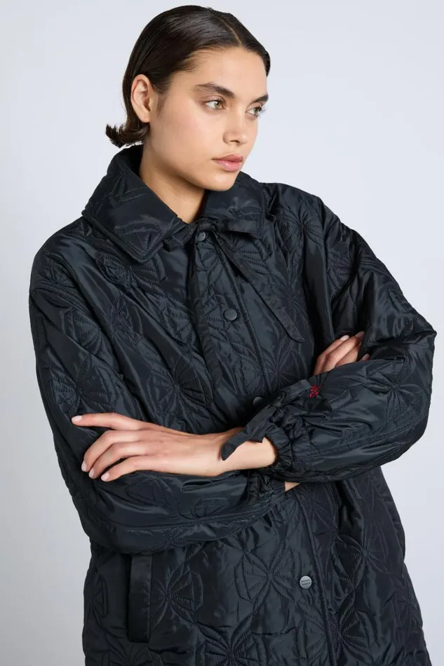 Women Jackets and Coats Damson Madder Aubrey Quilted Coat Black Bows