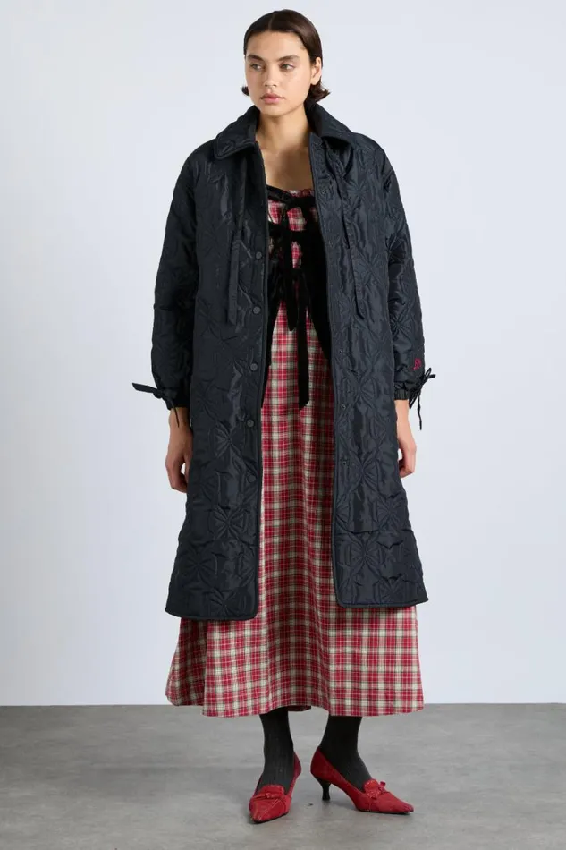 Women Jackets and Coats Damson Madder Aubrey Quilted Coat Black Bows
