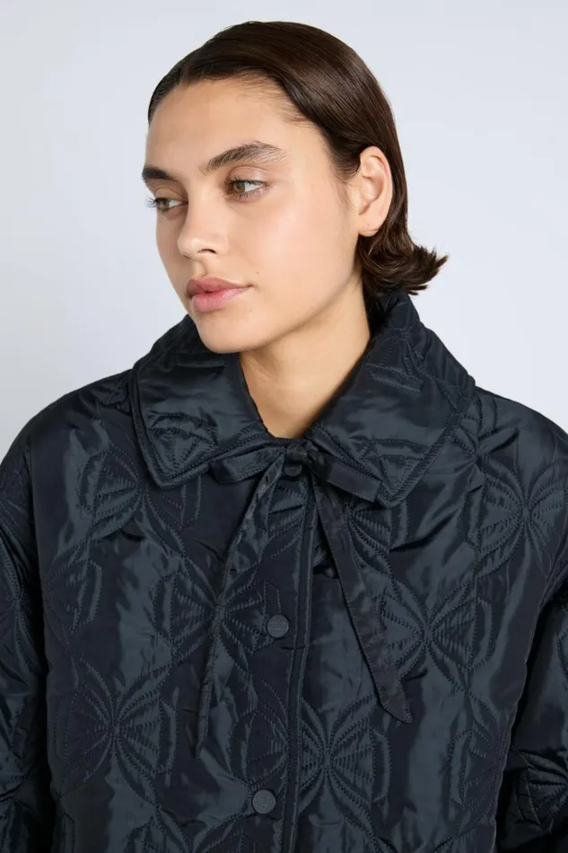 Women Jackets and Coats Damson Madder Aubrey Quilted Coat Black Bows