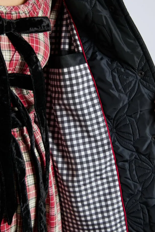 Women Jackets and Coats Damson Madder Aubrey Quilted Coat Black Bows