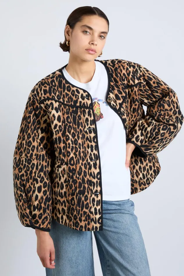 Women Jackets and Coats Damson Madder Macy Quilted Jacket 8211 Leopard