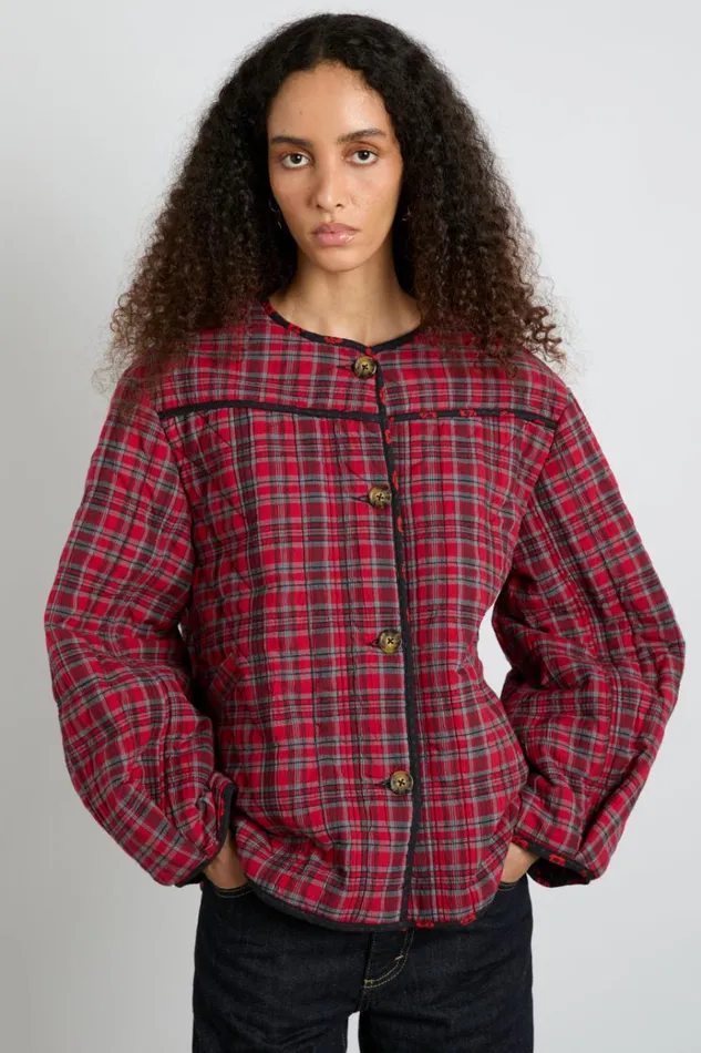 Women Jackets and Coats Damson Madder Macy Quilted Jacket 8211 Red Check