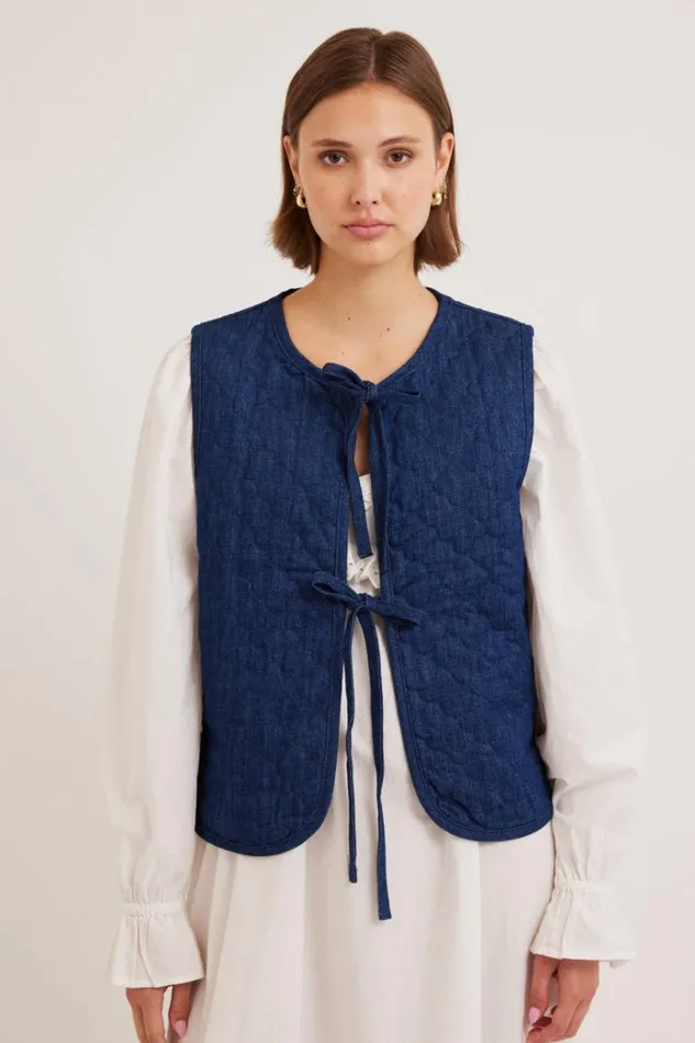 Women Jackets and Coats Damson Madder Tilly Gilet 8211 Denim