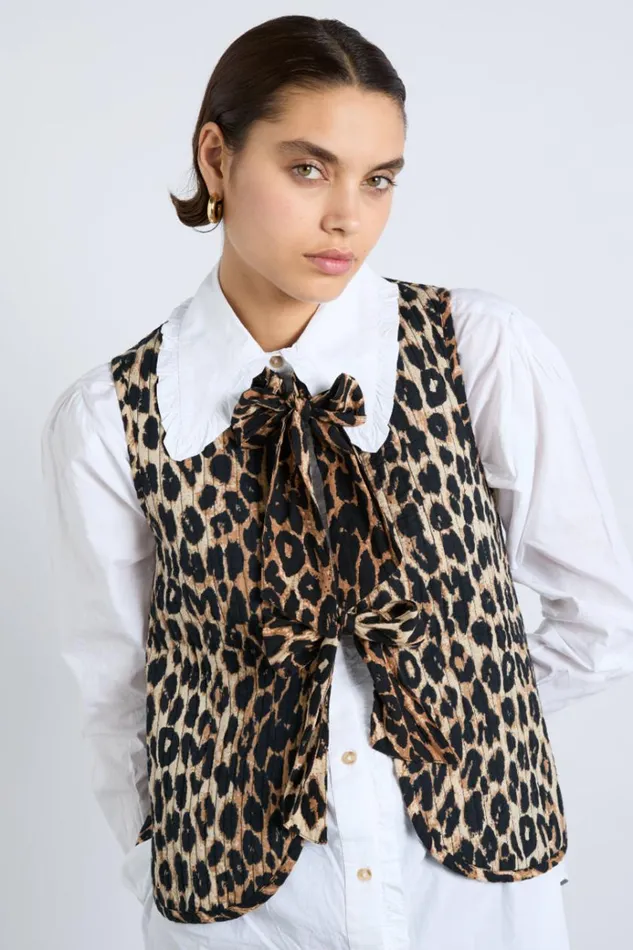 Women Jackets and Coats Damson Madder Tilly Gilet 8211 Leopard