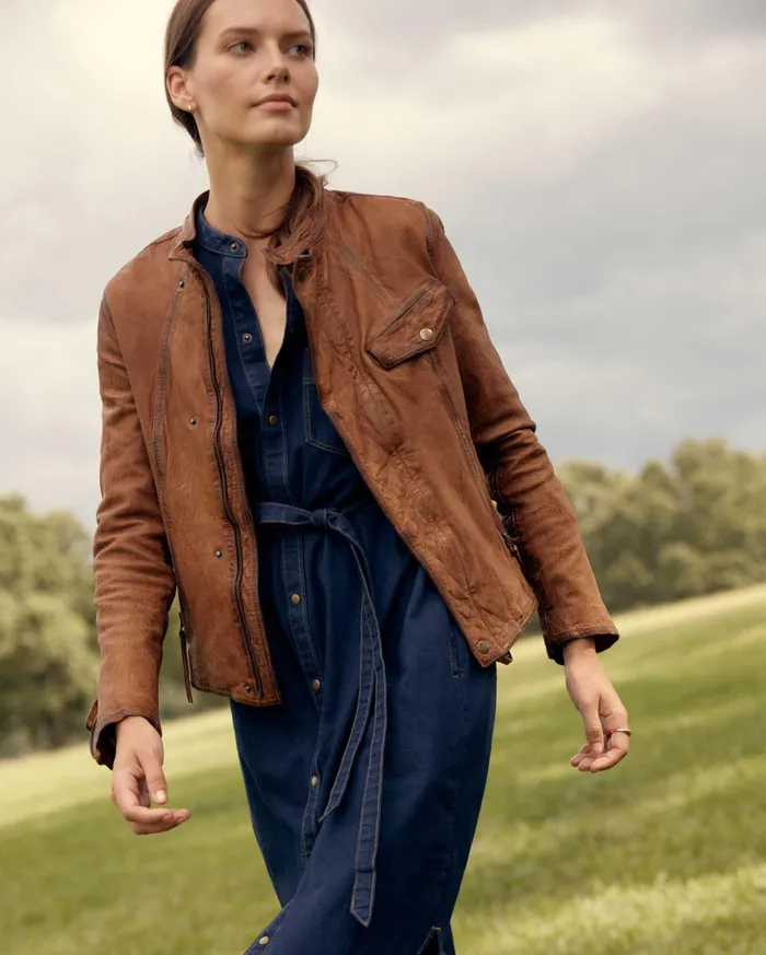 Women Jackets and Outerwear Billy Reid Biker Jacket Brown