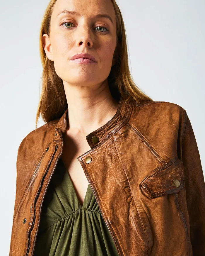 Women Jackets and Outerwear Billy Reid Biker Jacket Brown