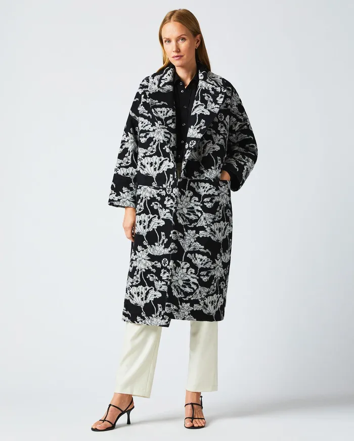Women Jackets and Outerwear Billy Reid Cocoon Coat Custom Blackwhite