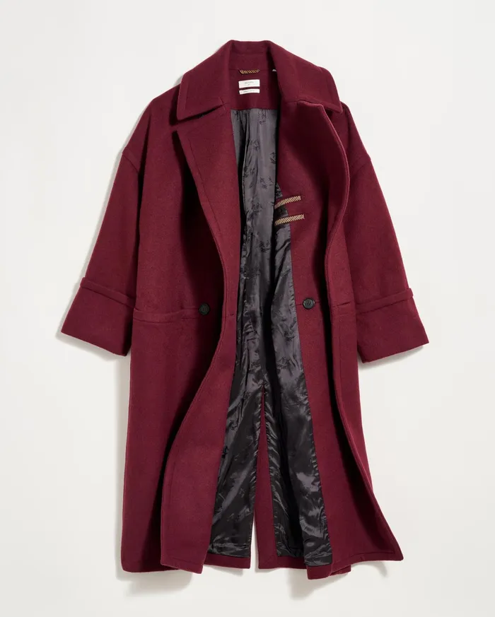 Women Jackets and Outerwear Billy Reid Cocoon Coat Solid Burgundy